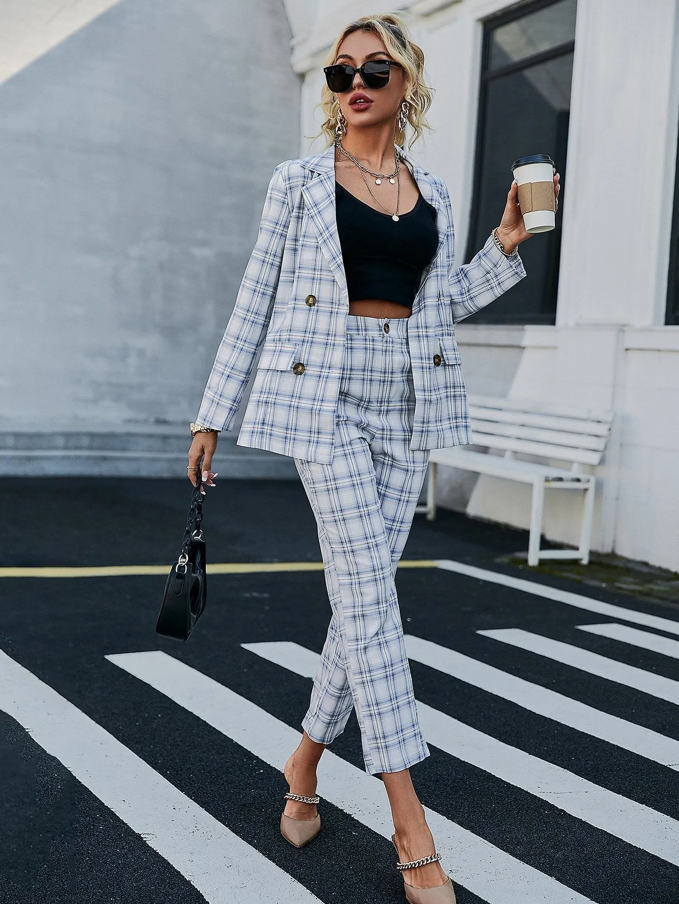 Blue Zone Planet |  Plaid Cropped Pants with Side Pockets