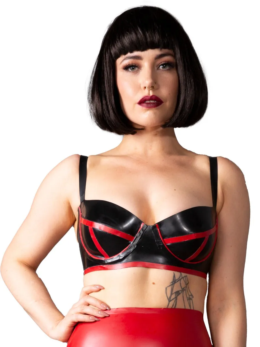 Bordello Latex Bra in Black & White