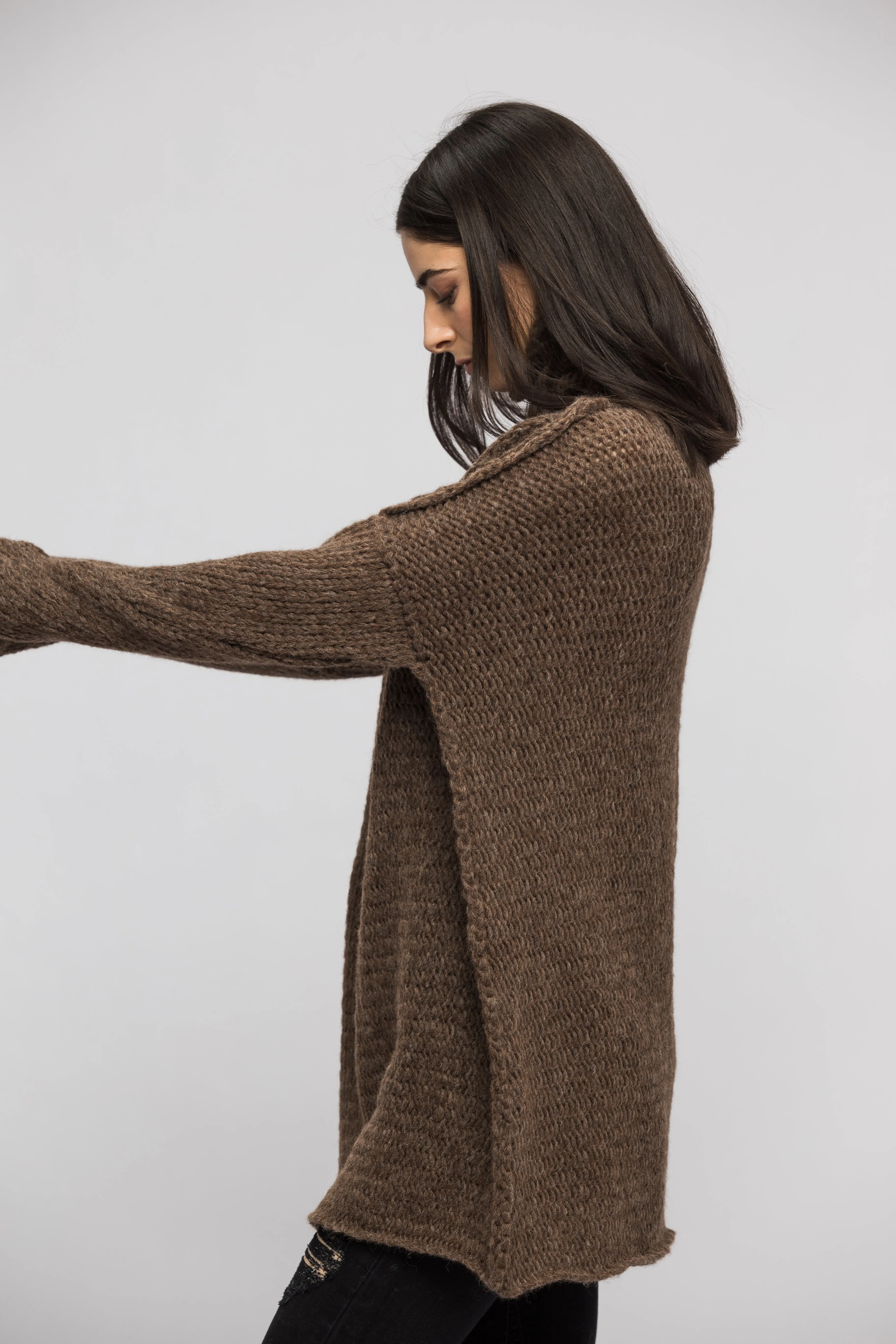 Brown alpaca wool knit  sweater.