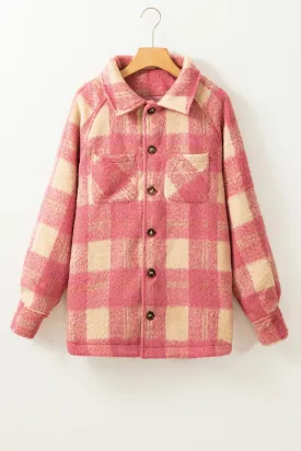 Button-Down Plaid Jacket for Women