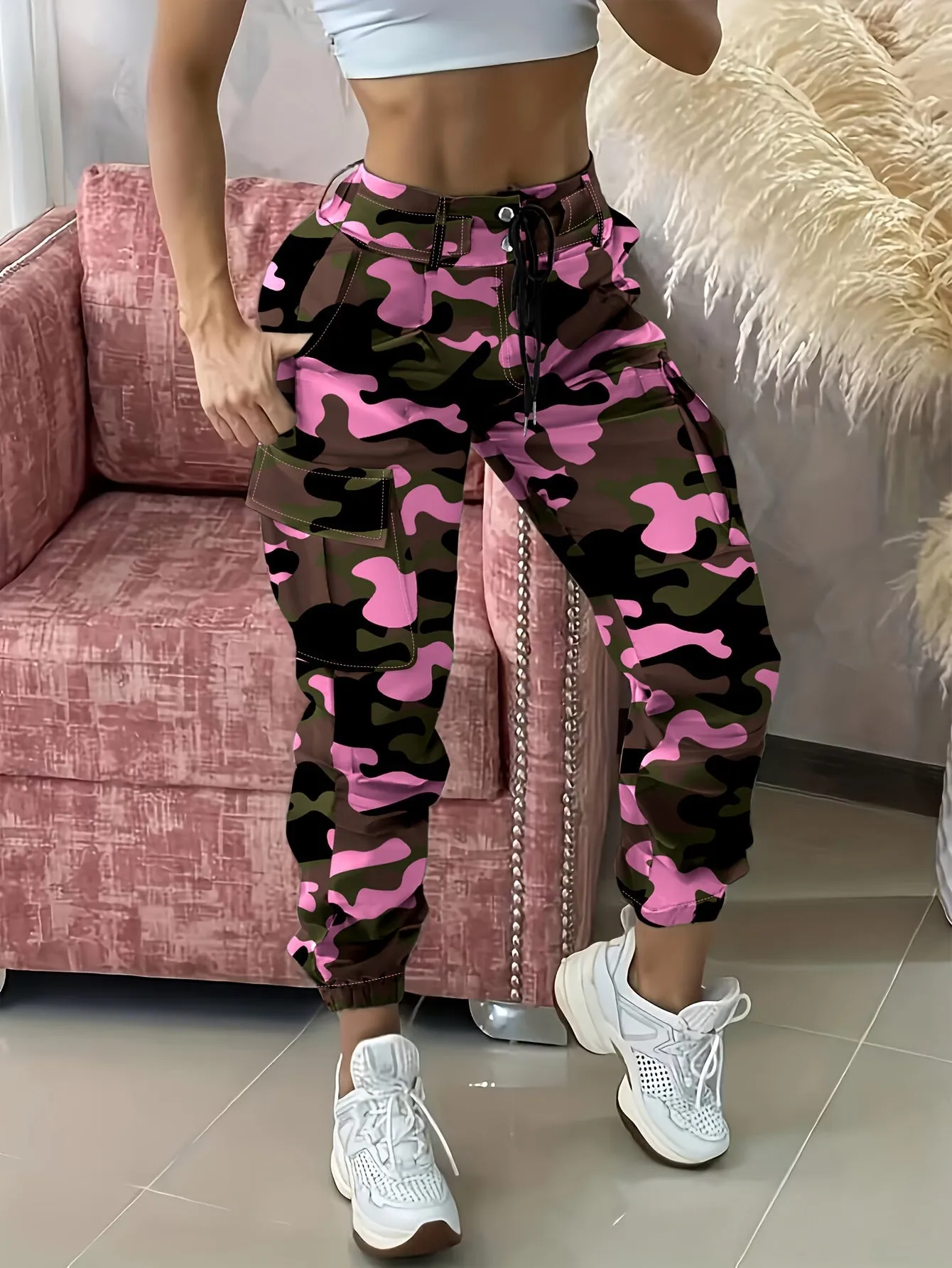 Camo-Print Baggy Jogging Pants