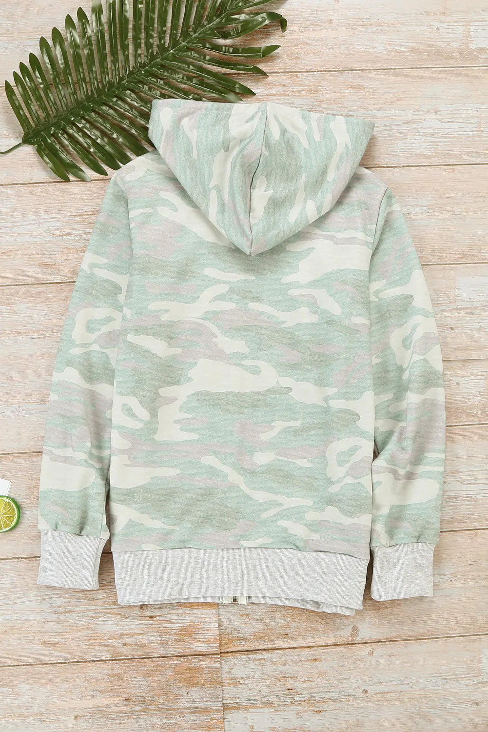 Camo Print Zip Hoodie