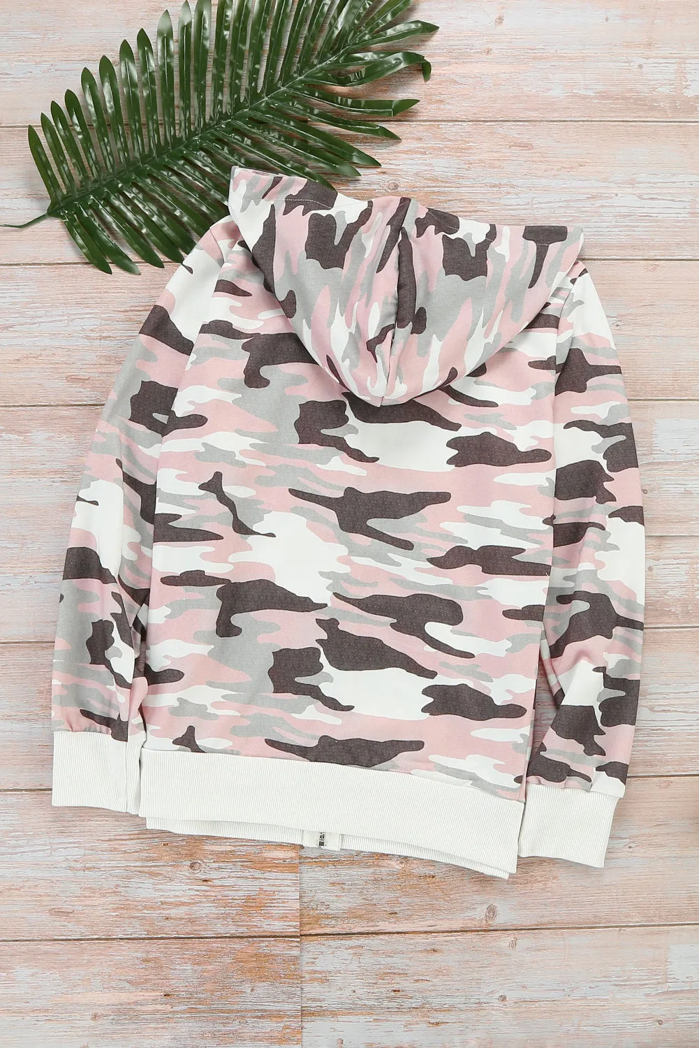 Camo Print Zip Hoodie