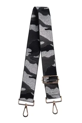 Camouflage Wide Bag Strap | Dark Grey Silver Black