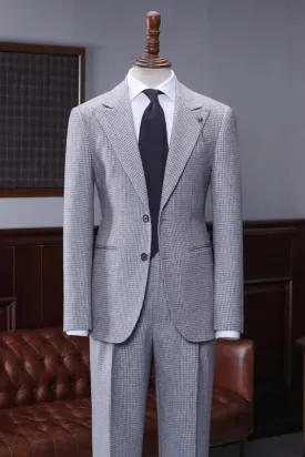 Campbell Fancy Gray Plaid Peaked Lapel Business Suit