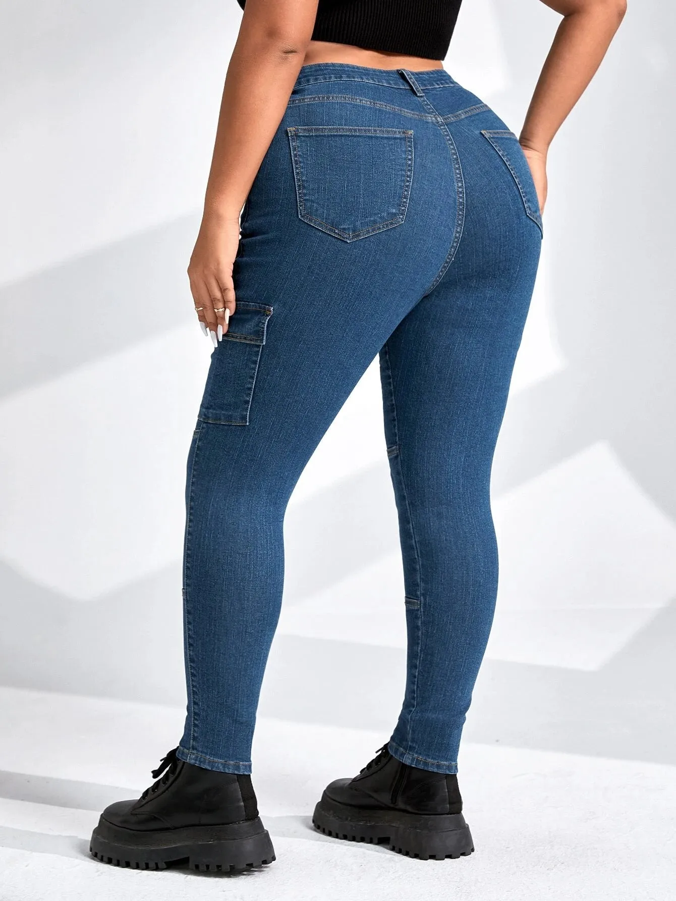 Cargo Jeans With Pockets For Plus Sizes