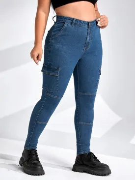 Cargo Jeans With Pockets For Plus Sizes