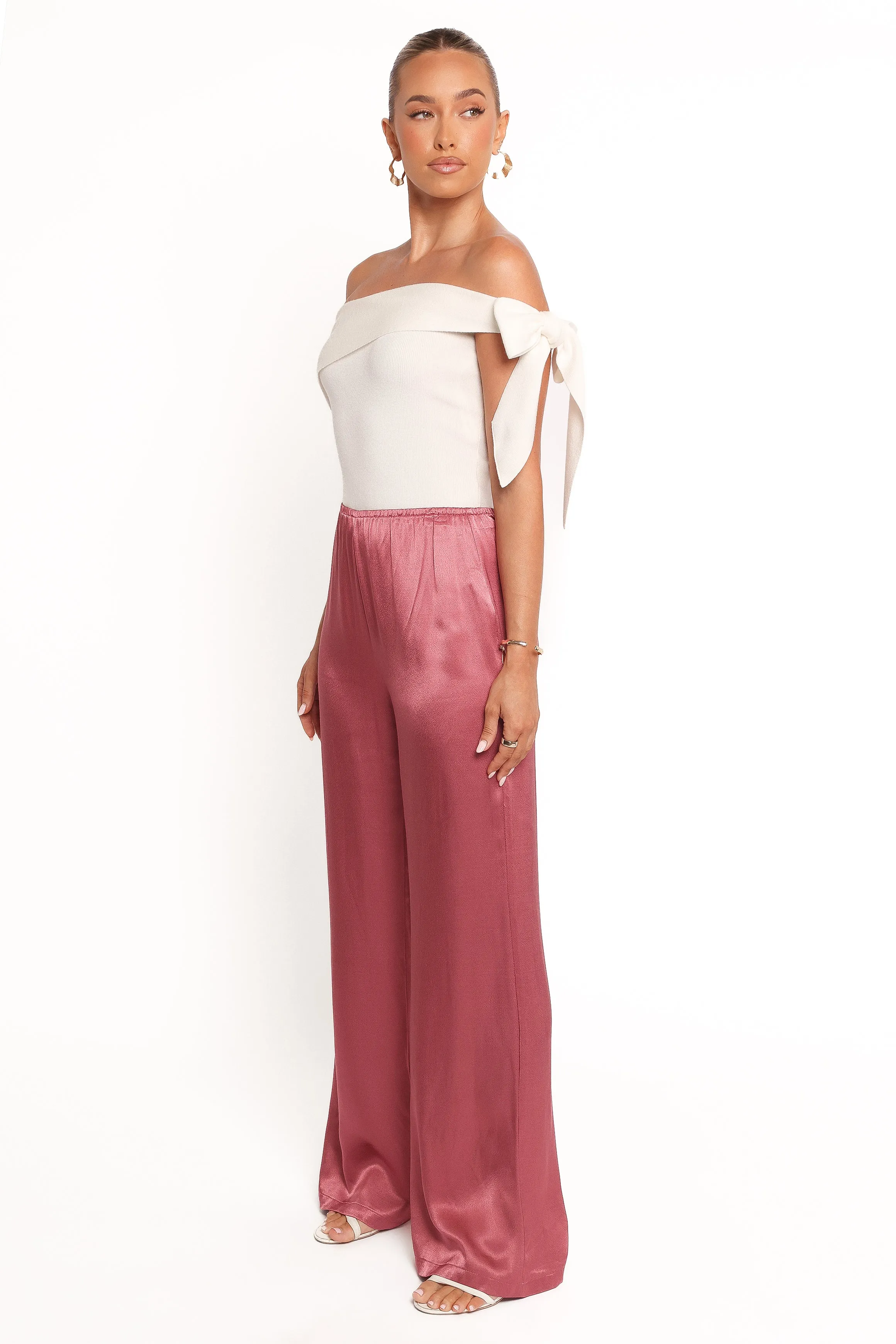 Carissa Satin Pants - Dusty Rose