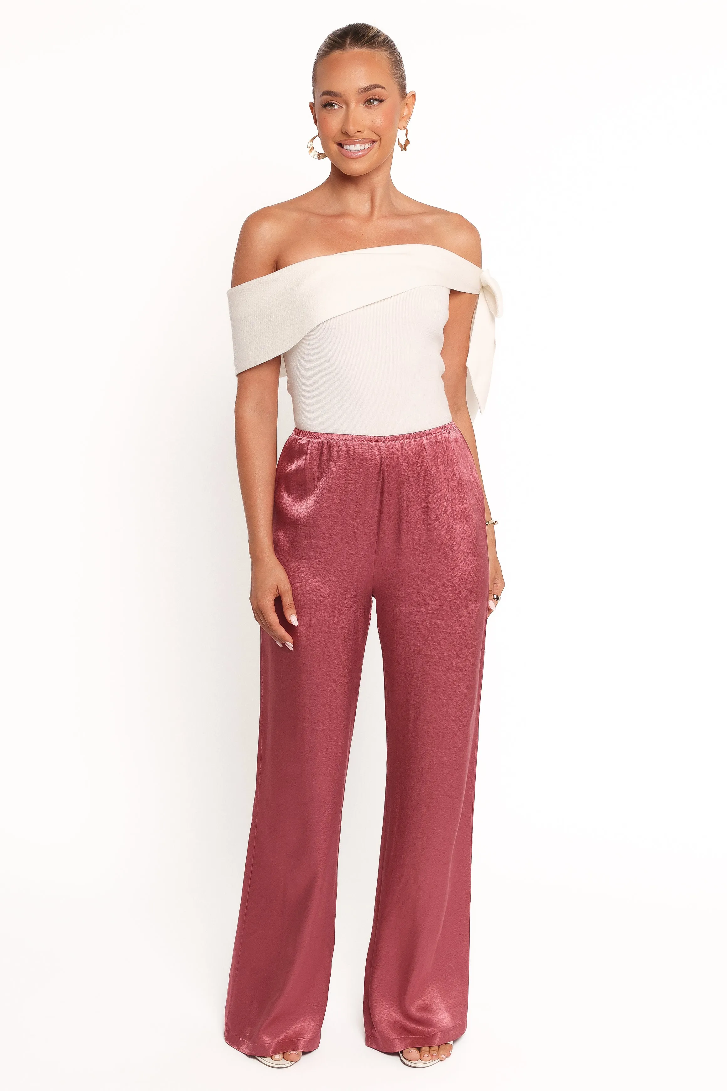 Carissa Satin Pants - Dusty Rose