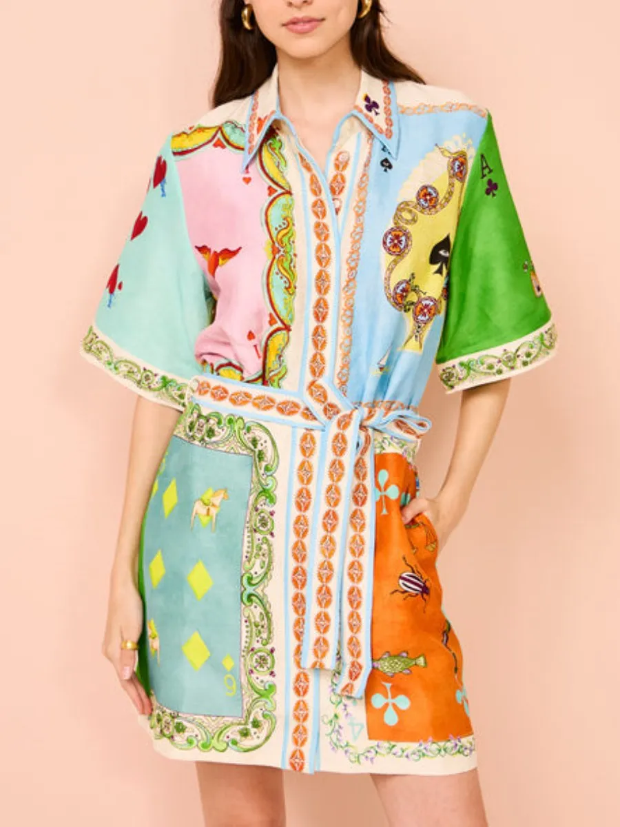 Casual Fashion Printed Shirt Dress