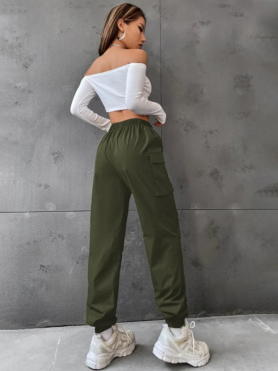 Casual Flap Pocket Side Jogger Pants