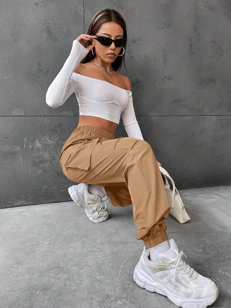 Casual Flap Pocket Side Jogger Pants