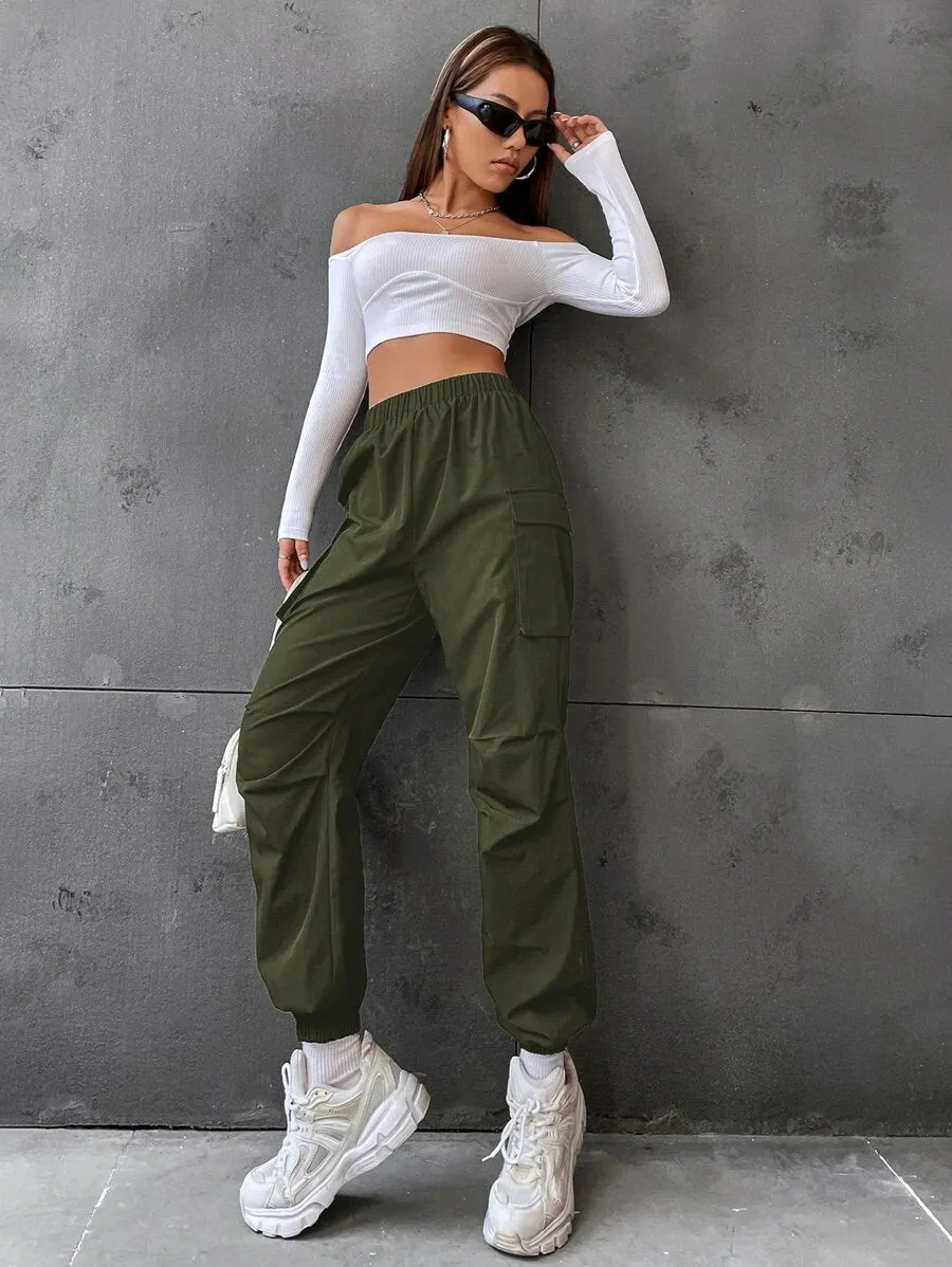 Casual Flap Pocket Side Jogger Pants