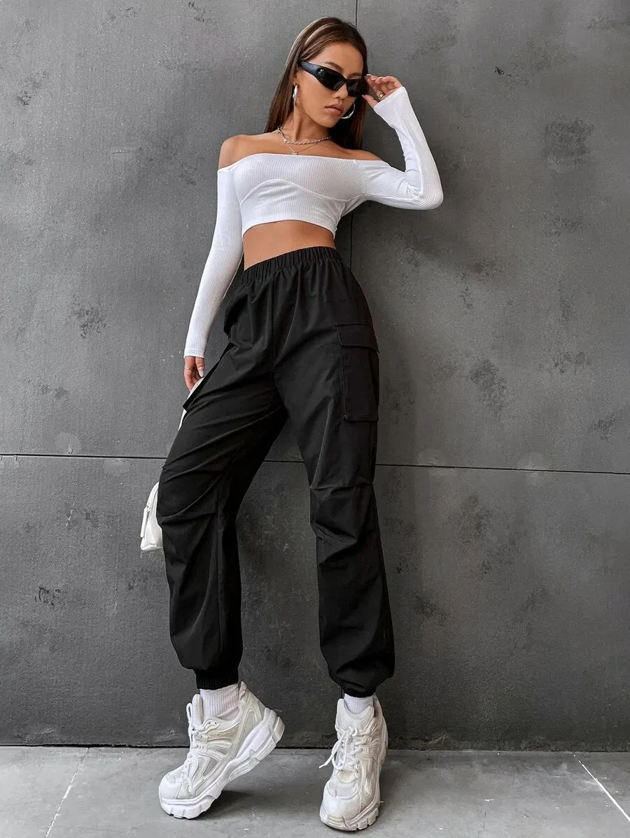 Casual Flap Pocket Side Jogger Pants