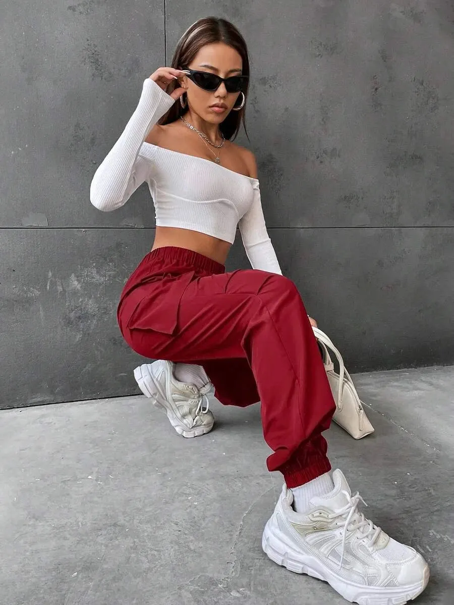 Casual Flap Pocket Side Jogger Pants