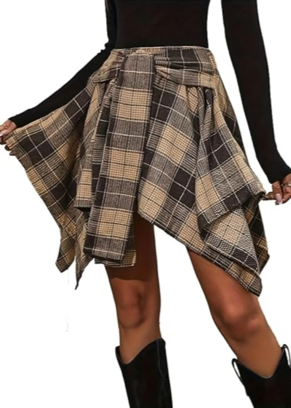 Casual Plaid Patterned Short Skirt