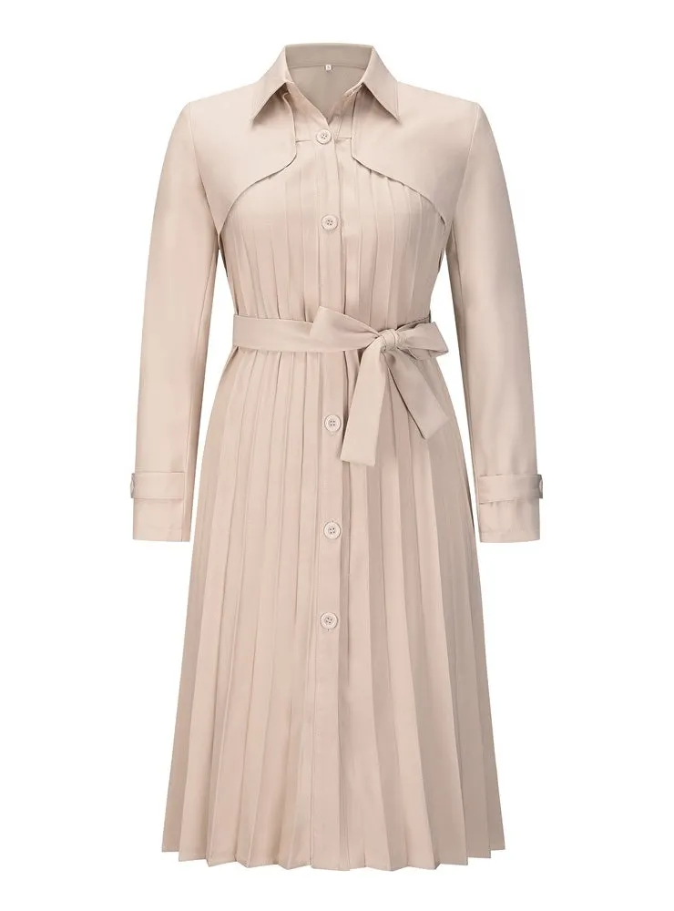 Casual Slim Long-sleeved Pleated Dress