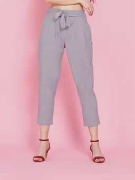 Chambray high waisted straight pants