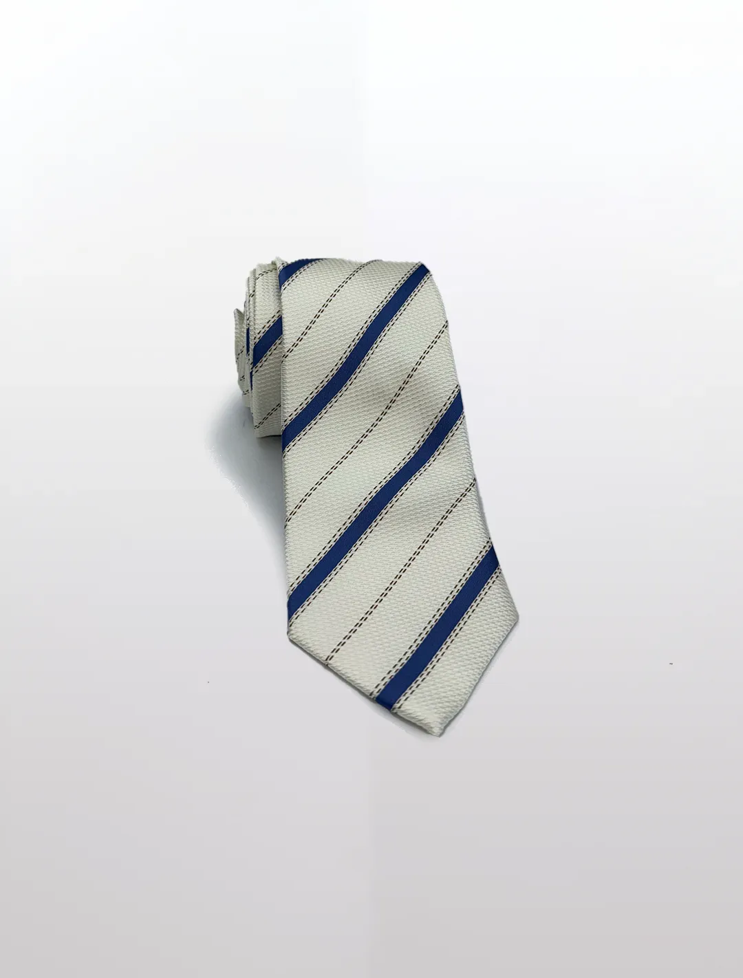 Champagne with Blue Regimental Patterned Microfiber Tie