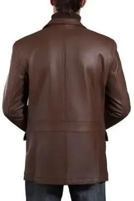 Chico Luxurious Brown Lambskin Leather Blazer for Distinguished Men