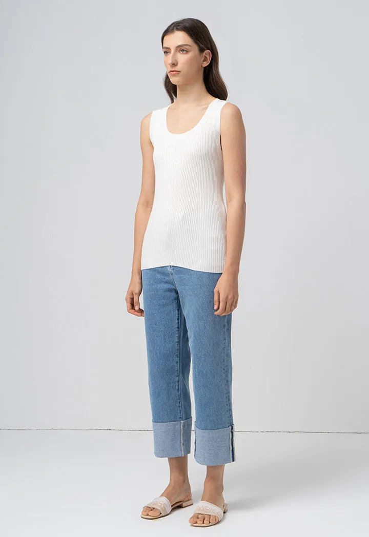 Choice Basic Ribbed Detail Knitwear Offwhite