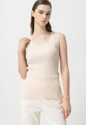 Choice Sleeveless Ribbed Knitwear Cream