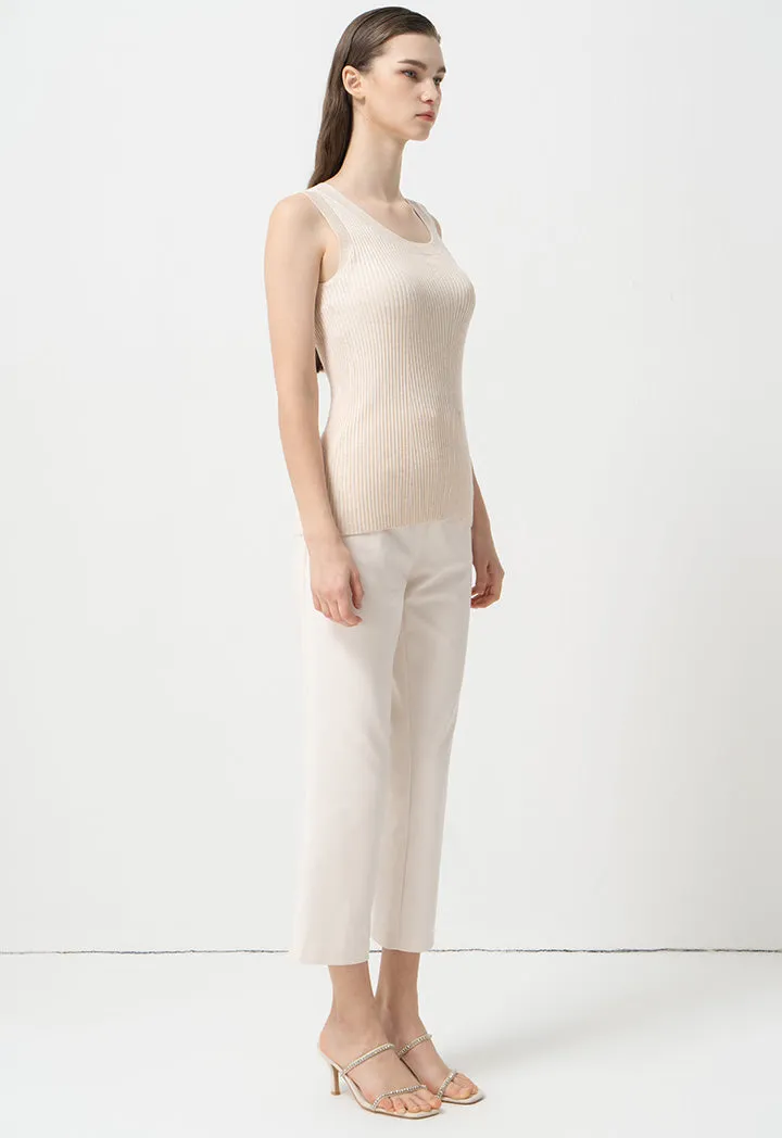 Choice Sleeveless Ribbed Knitwear Cream