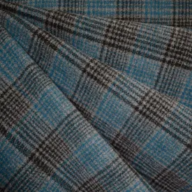 Classic Glen Plaid Worsted Wool Blend Coating Charcoal/Teal