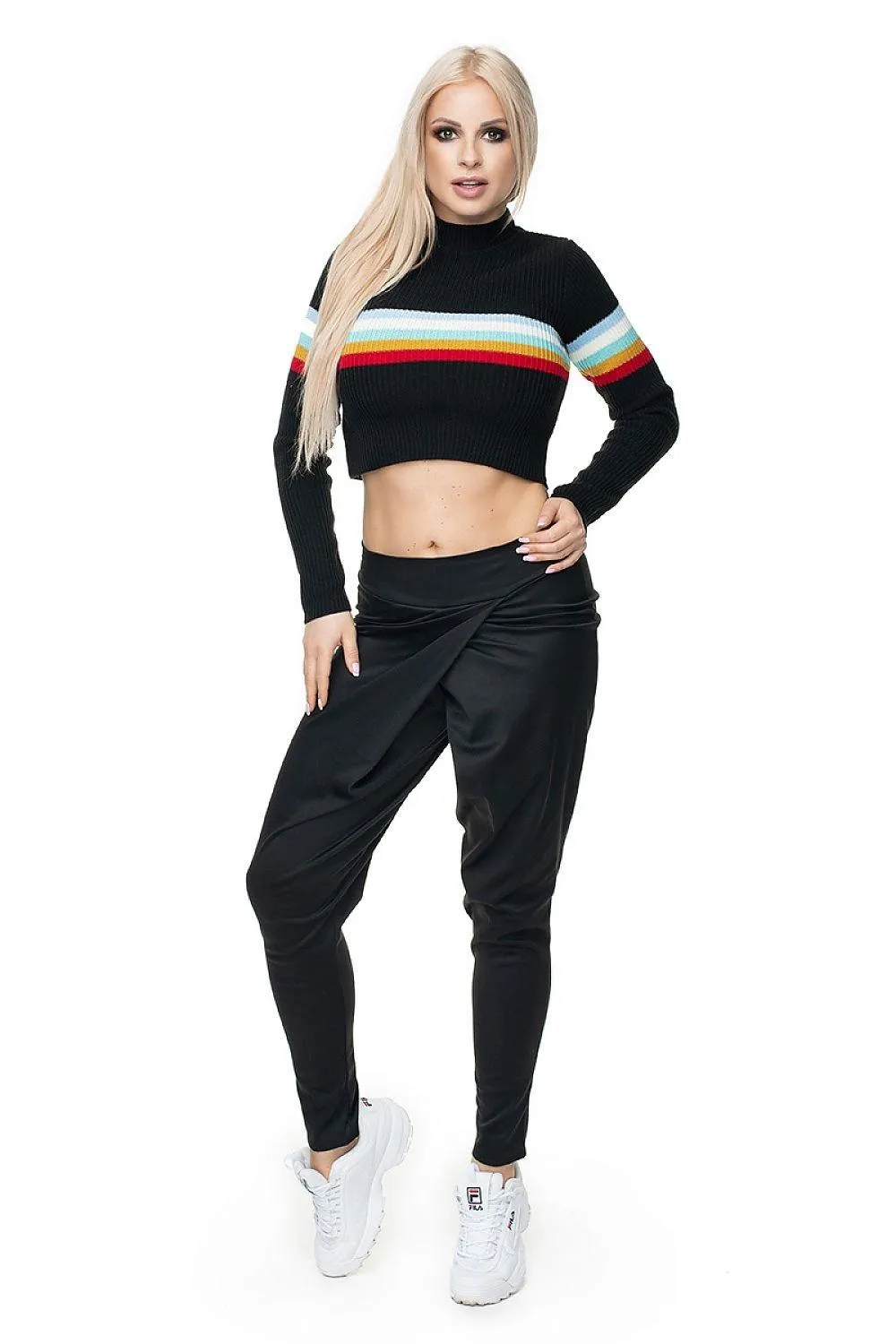 Colorful Striped Turtleneck Jumper