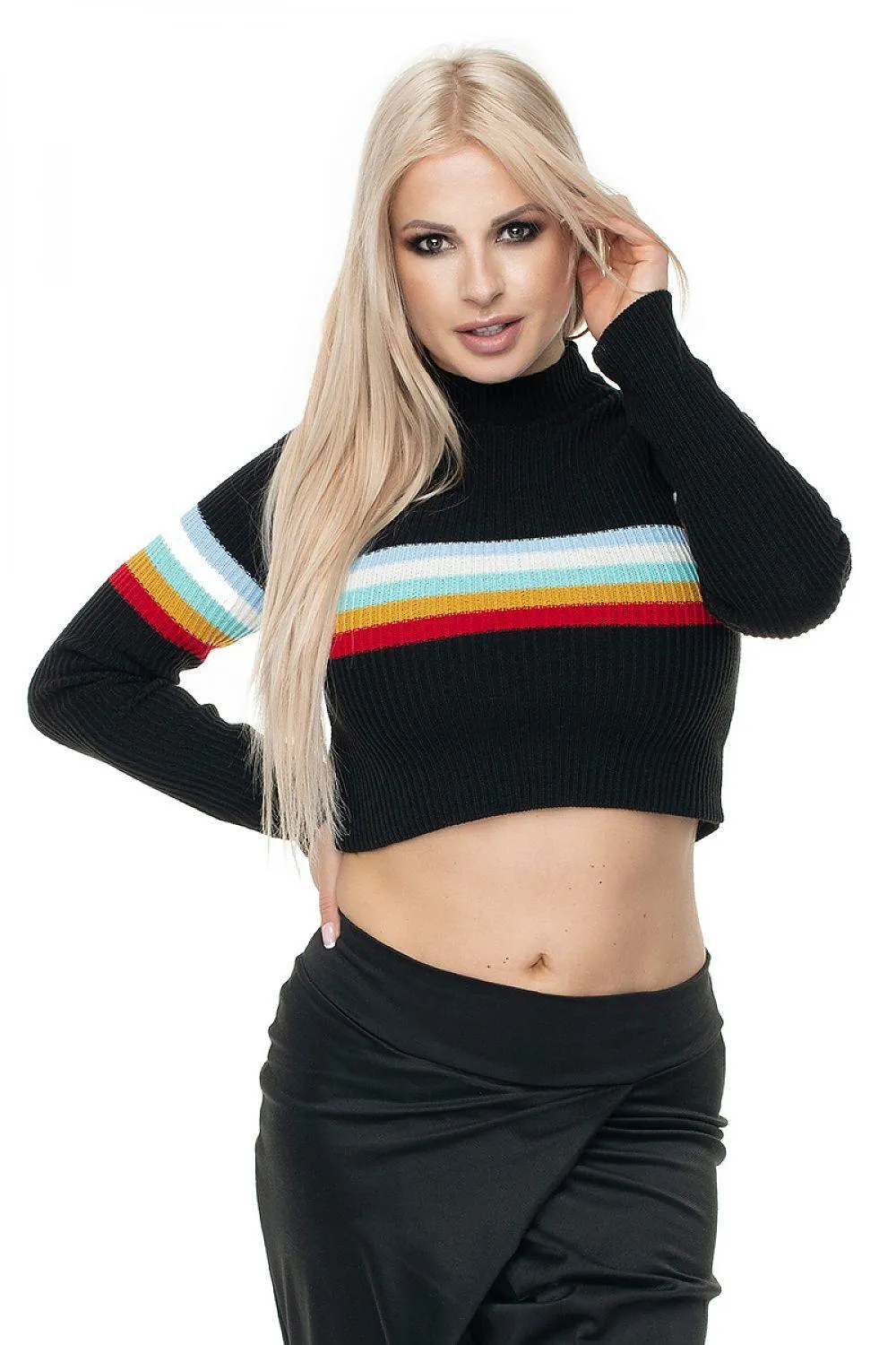 Colorful Striped Turtleneck Jumper