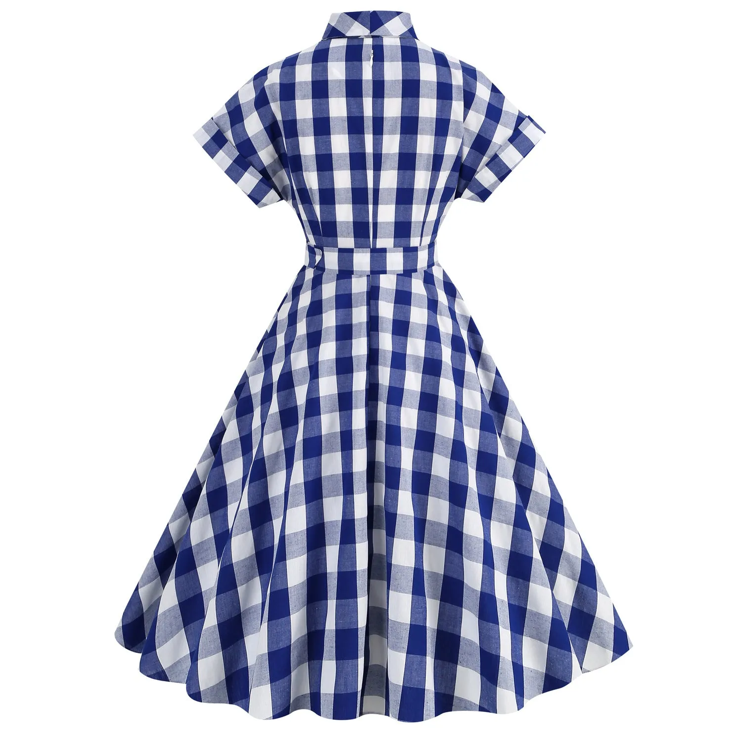 Cosplay Vintage Pink Plaid Bow Tie Midi Flare Dress