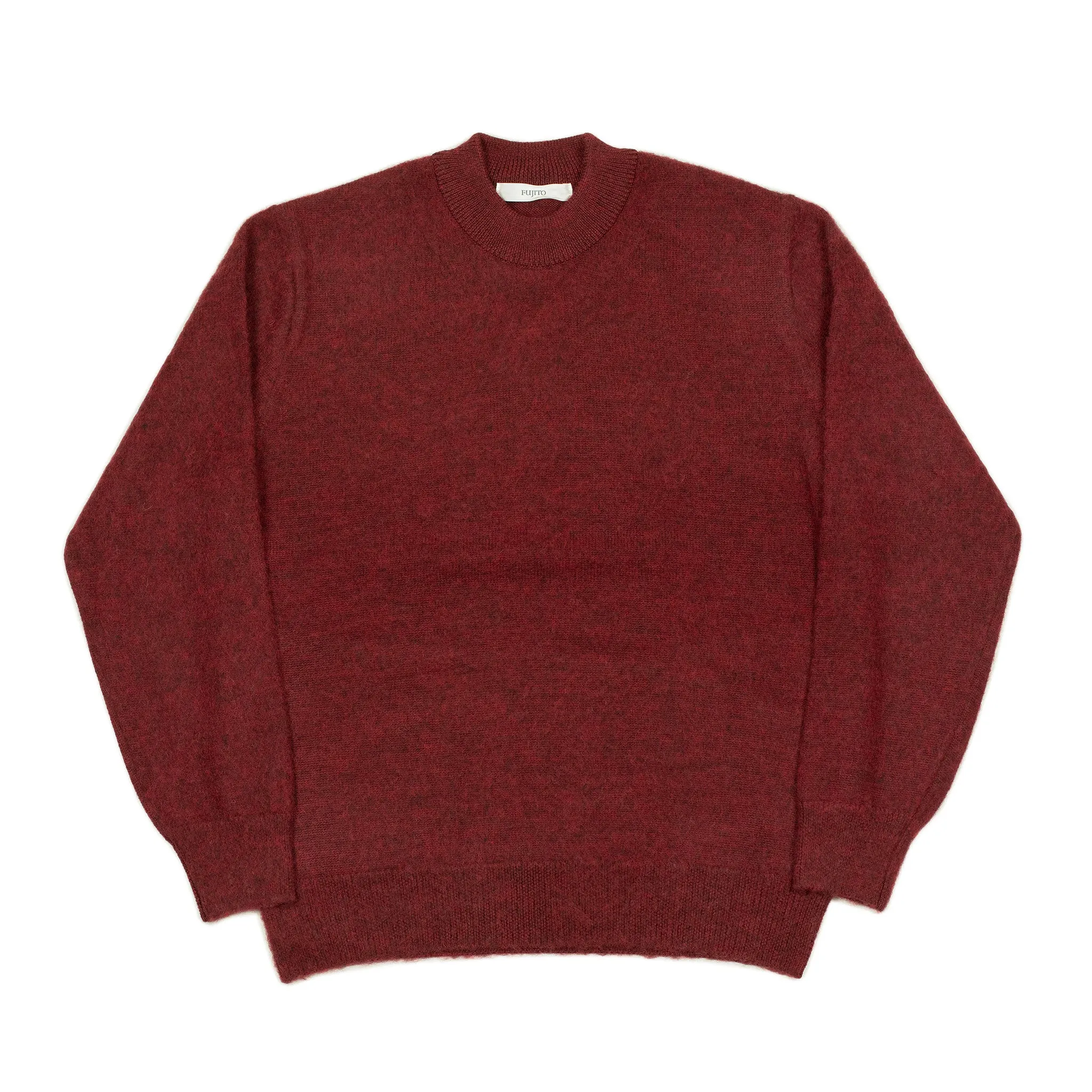 Crewneck sweater in cranberry red wool