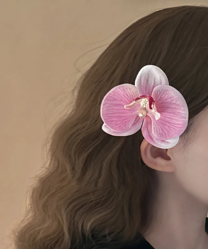 Cute Pink Alloy Pearl Floral Hairpin AB1065