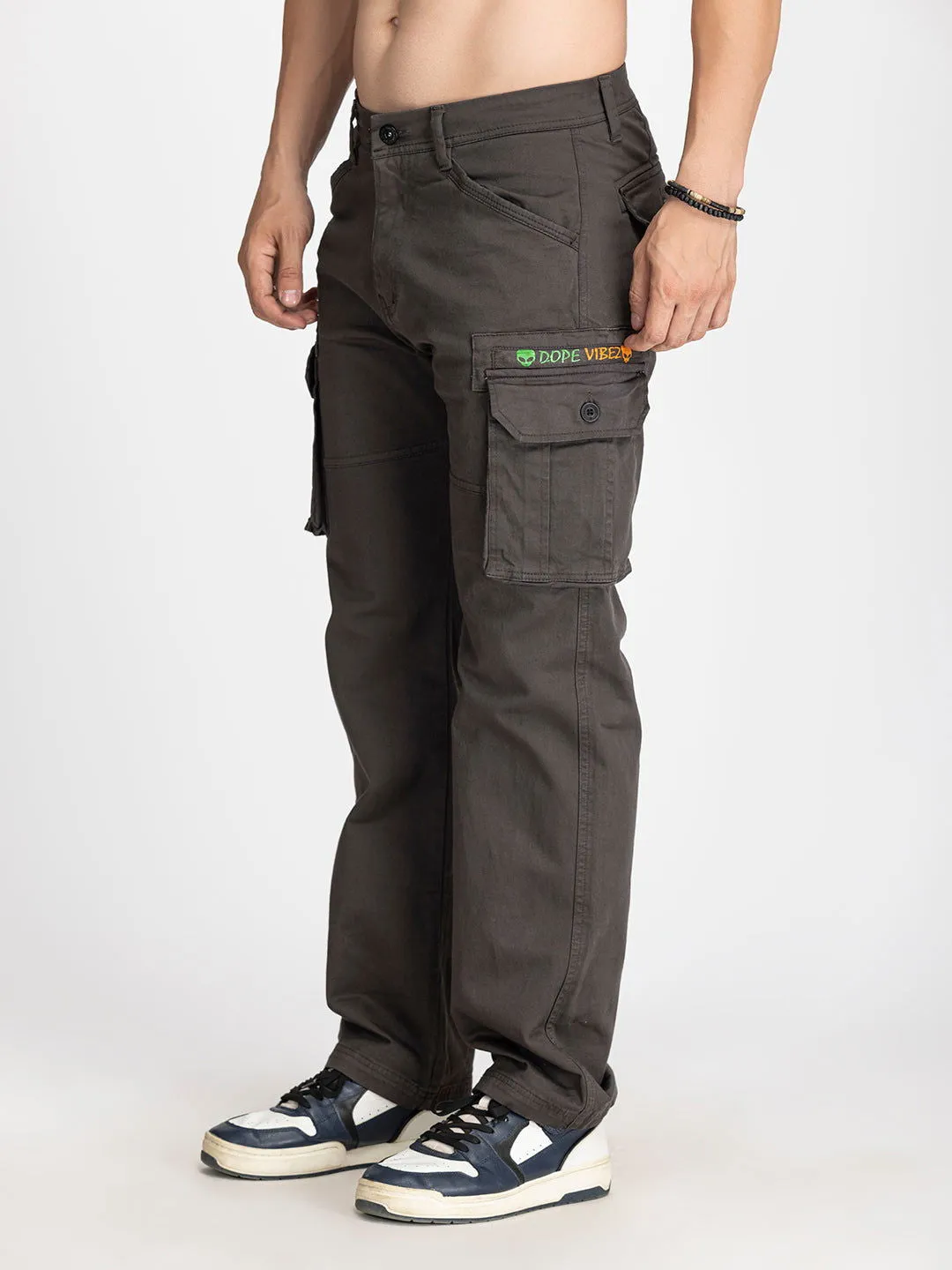 DARK GREY COTTON CARGO 6-POCKETS DOPE VIBEZ