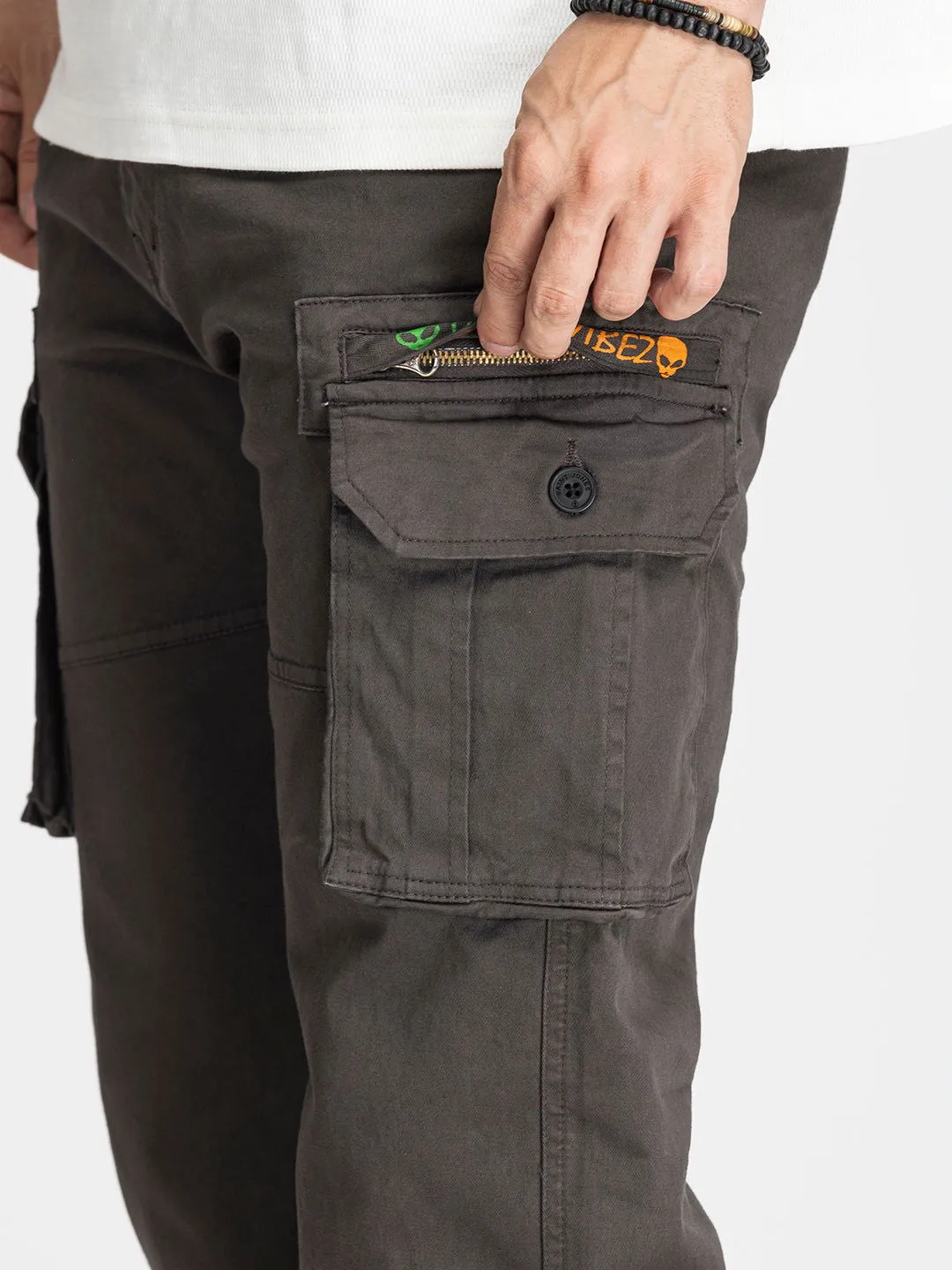 DARK GREY COTTON CARGO 6-POCKETS DOPE VIBEZ