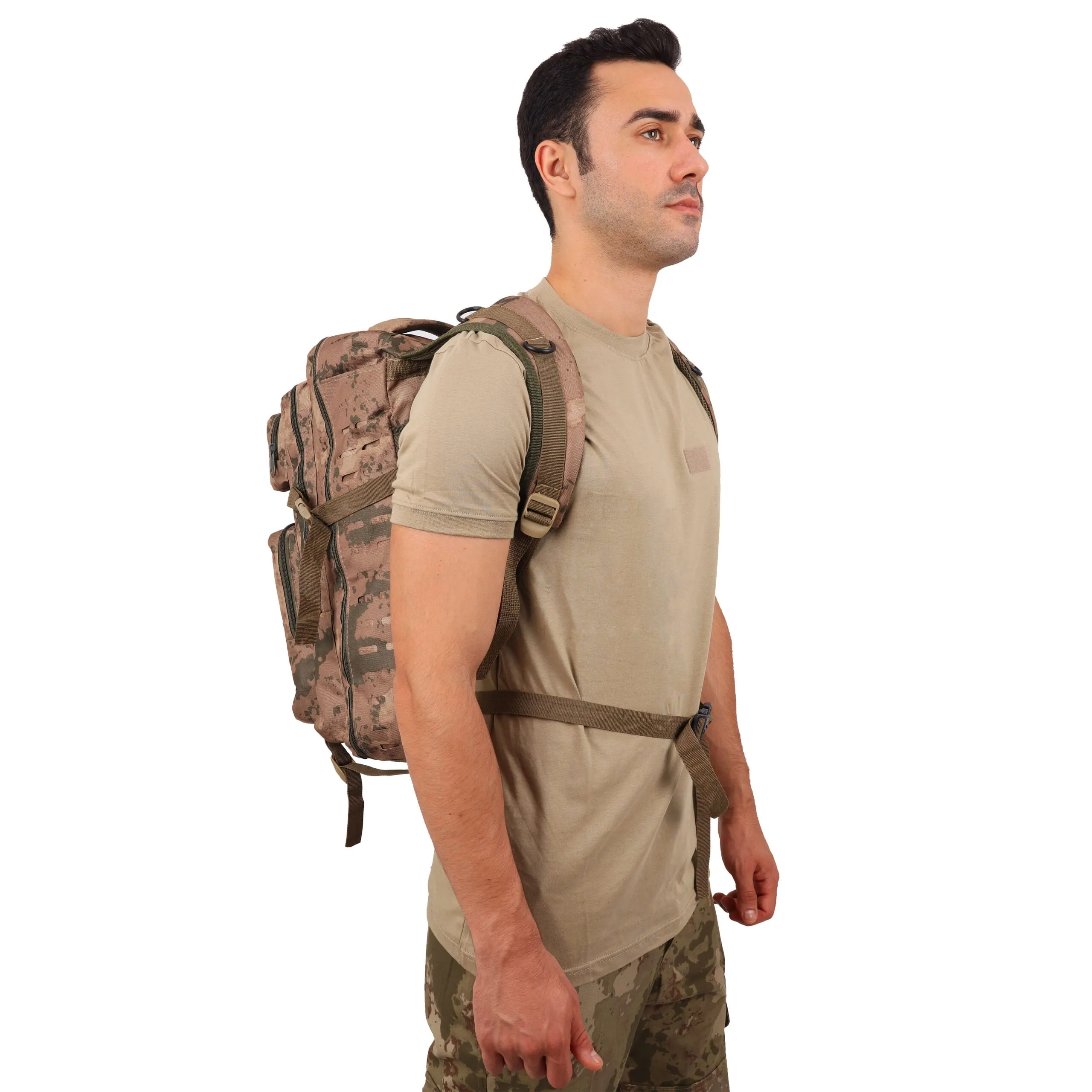 Deserton Camouflage Military Laser Cut Outdoor Bag - 45 Liter Bag