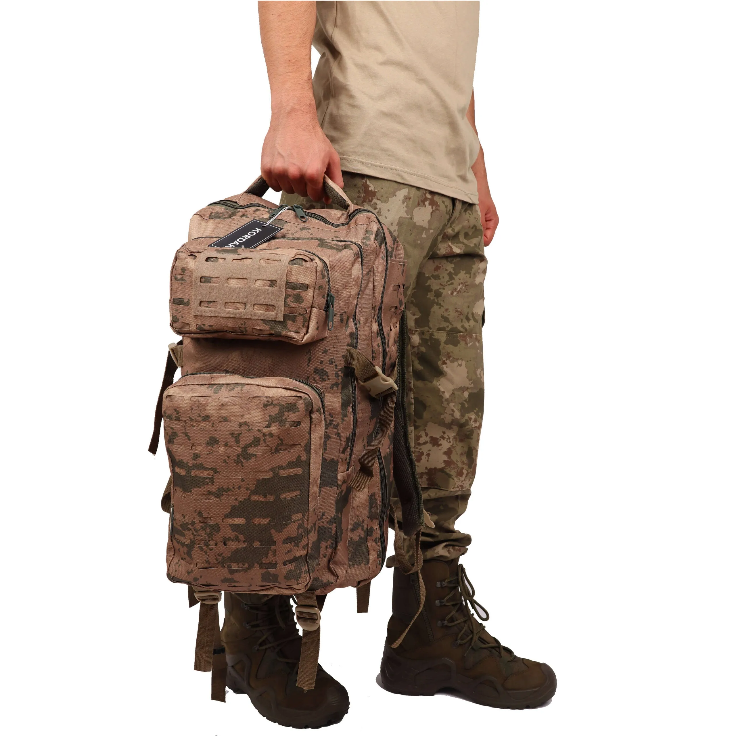 Deserton Camouflage Military Laser Cut Outdoor Bag - 45 Liter Bag