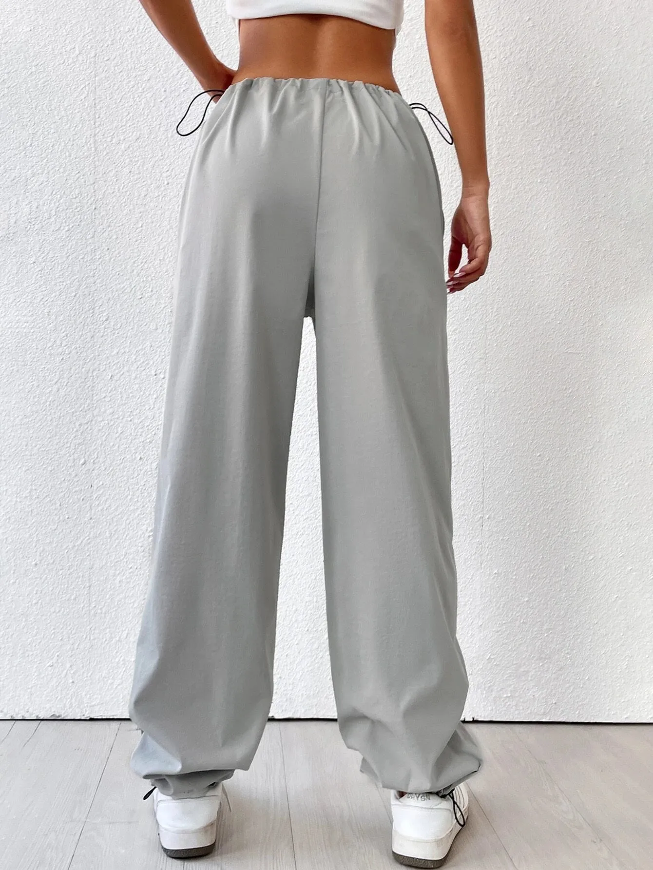 Elastic Waist Drawstring Cargo Pants