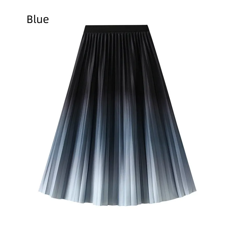 Elastic Waist Gradient Skirt