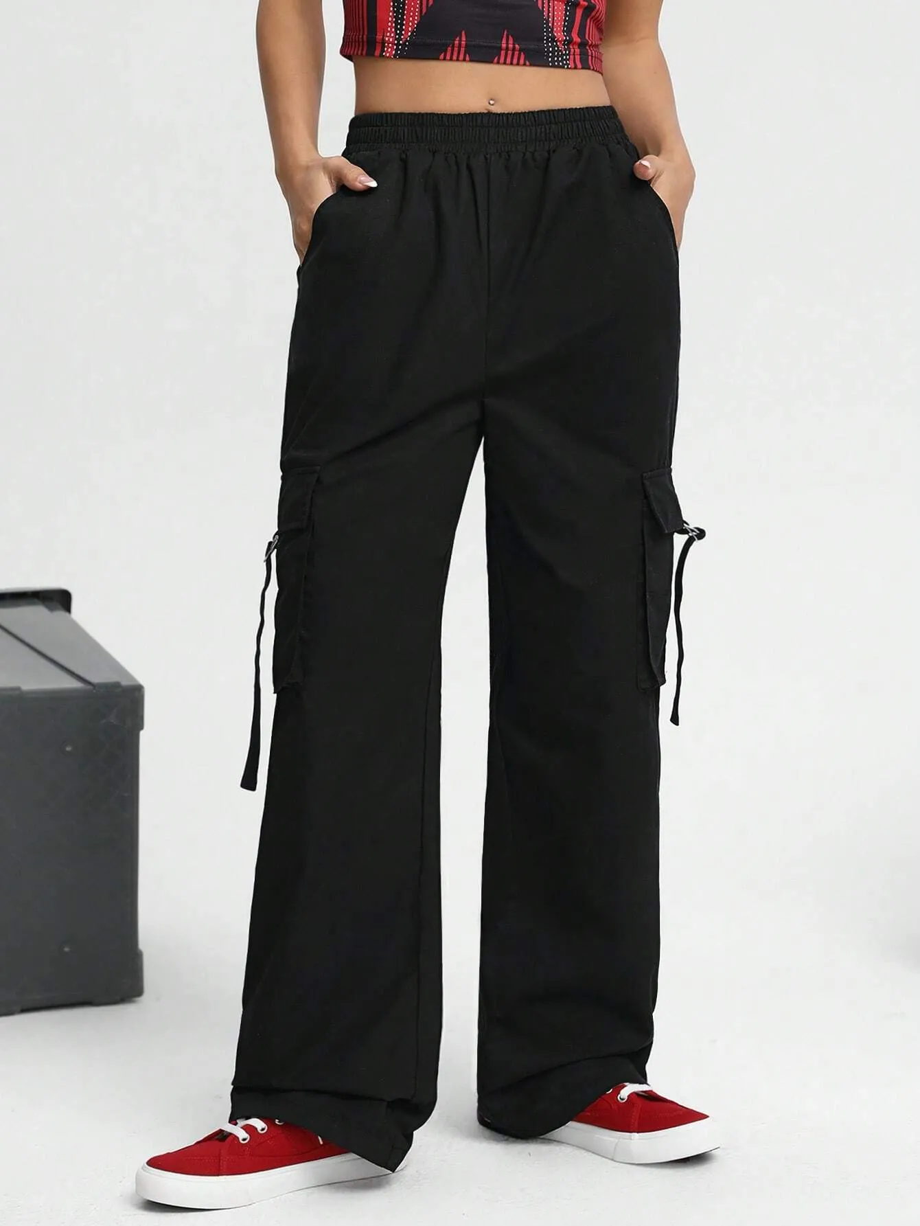 Elastic Waist Long-Length Woven Pants