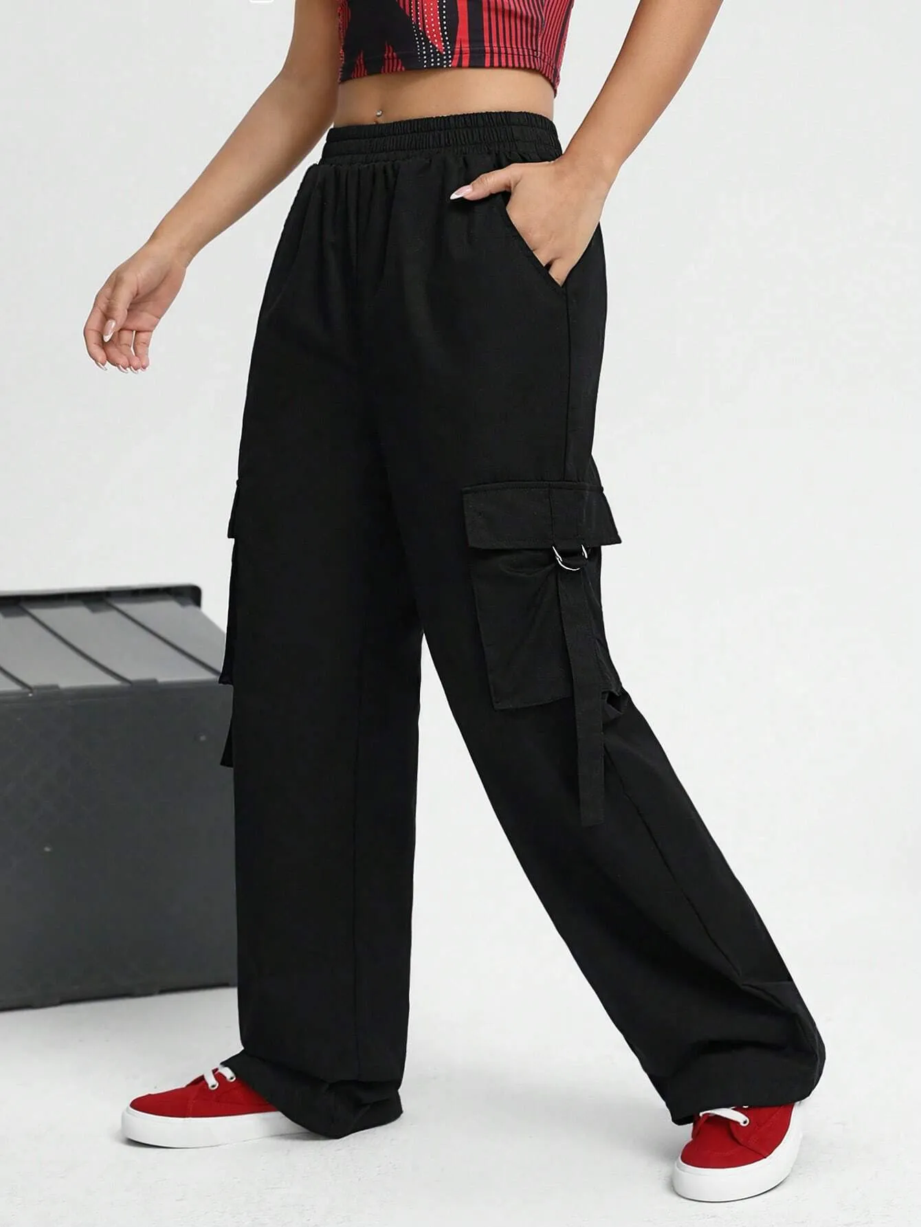 Elastic Waist Long-Length Woven Pants