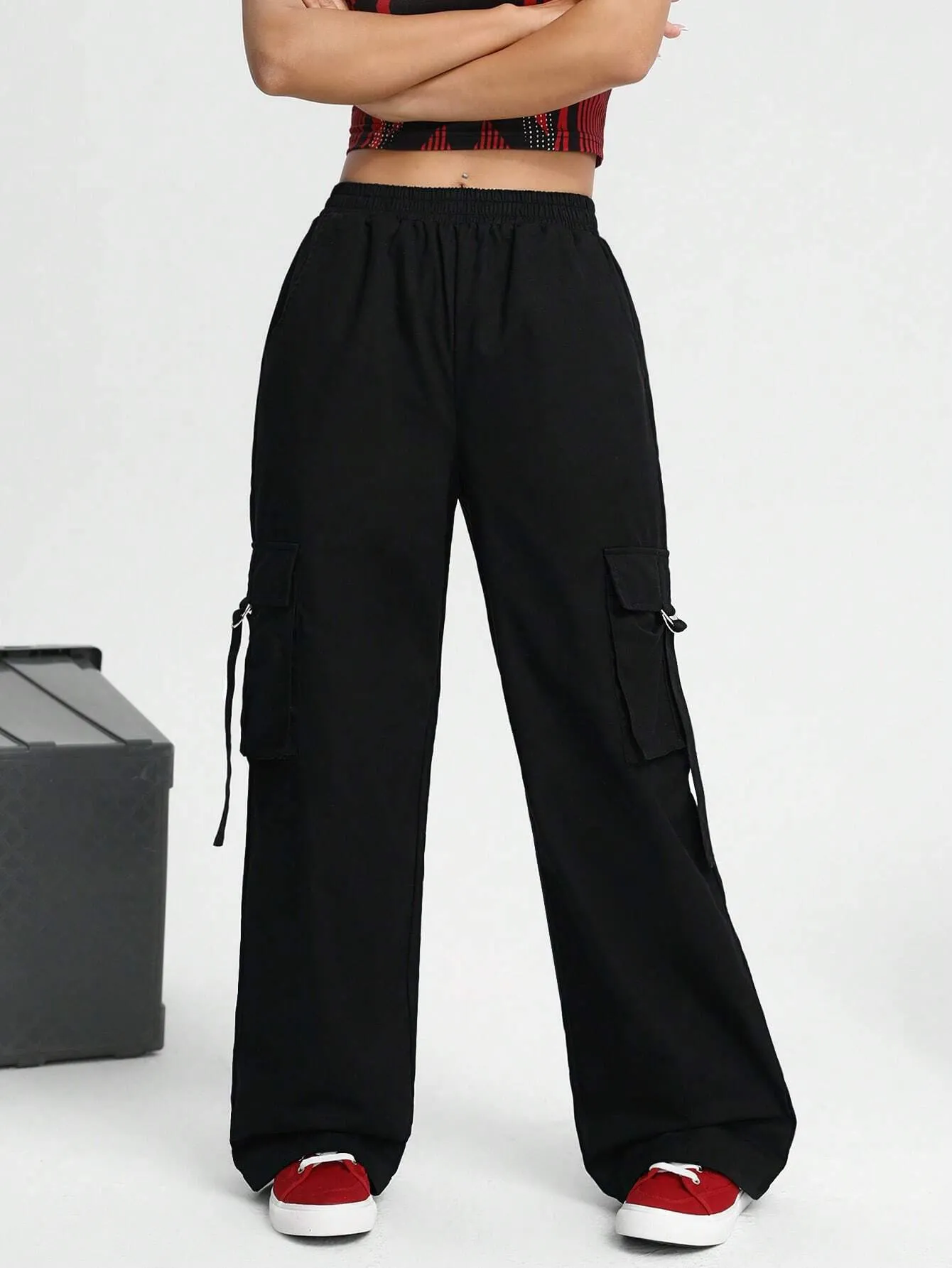 Elastic Waist Long-Length Woven Pants