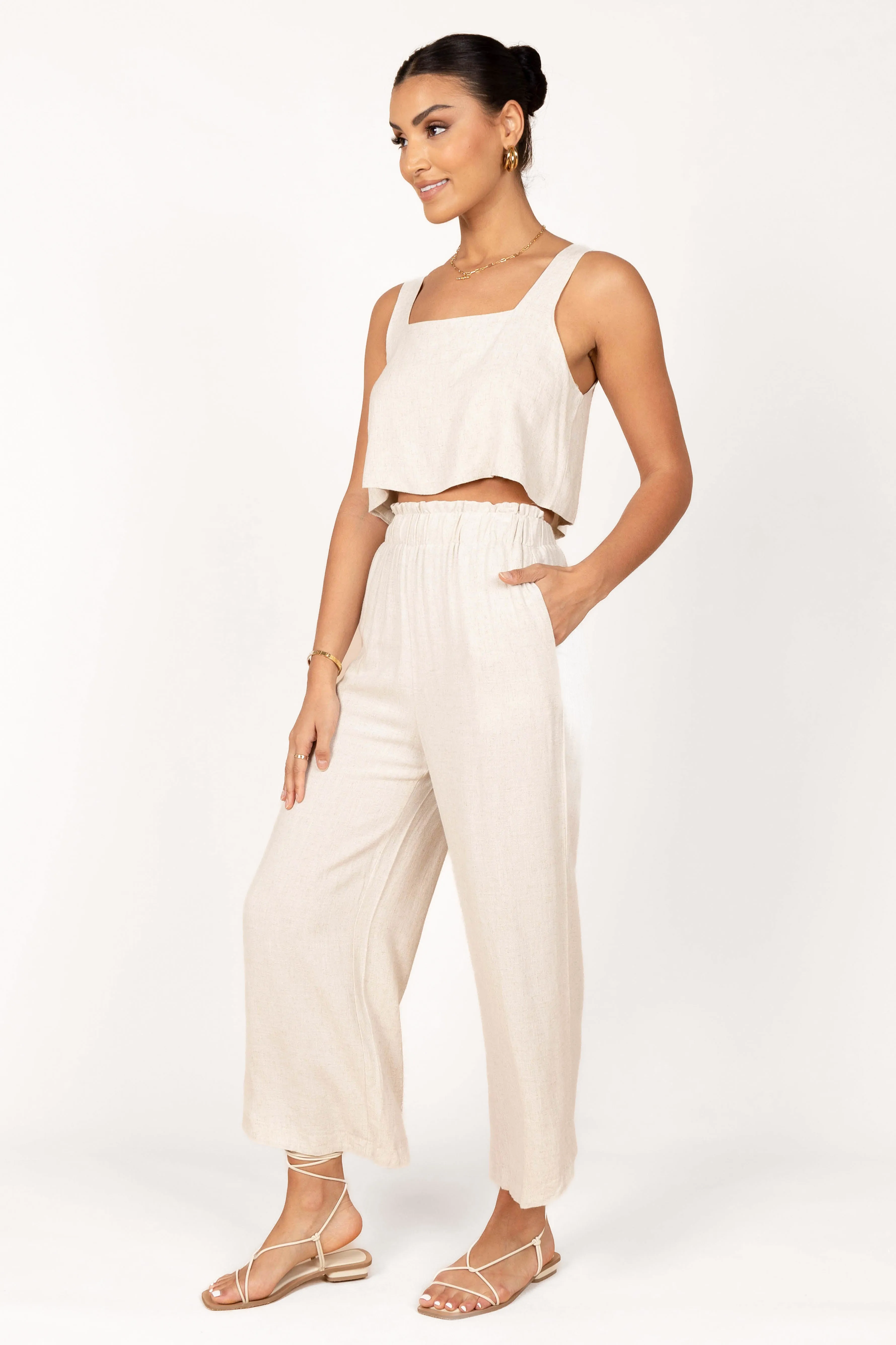 Eleanor High Waisted Pants - Beige