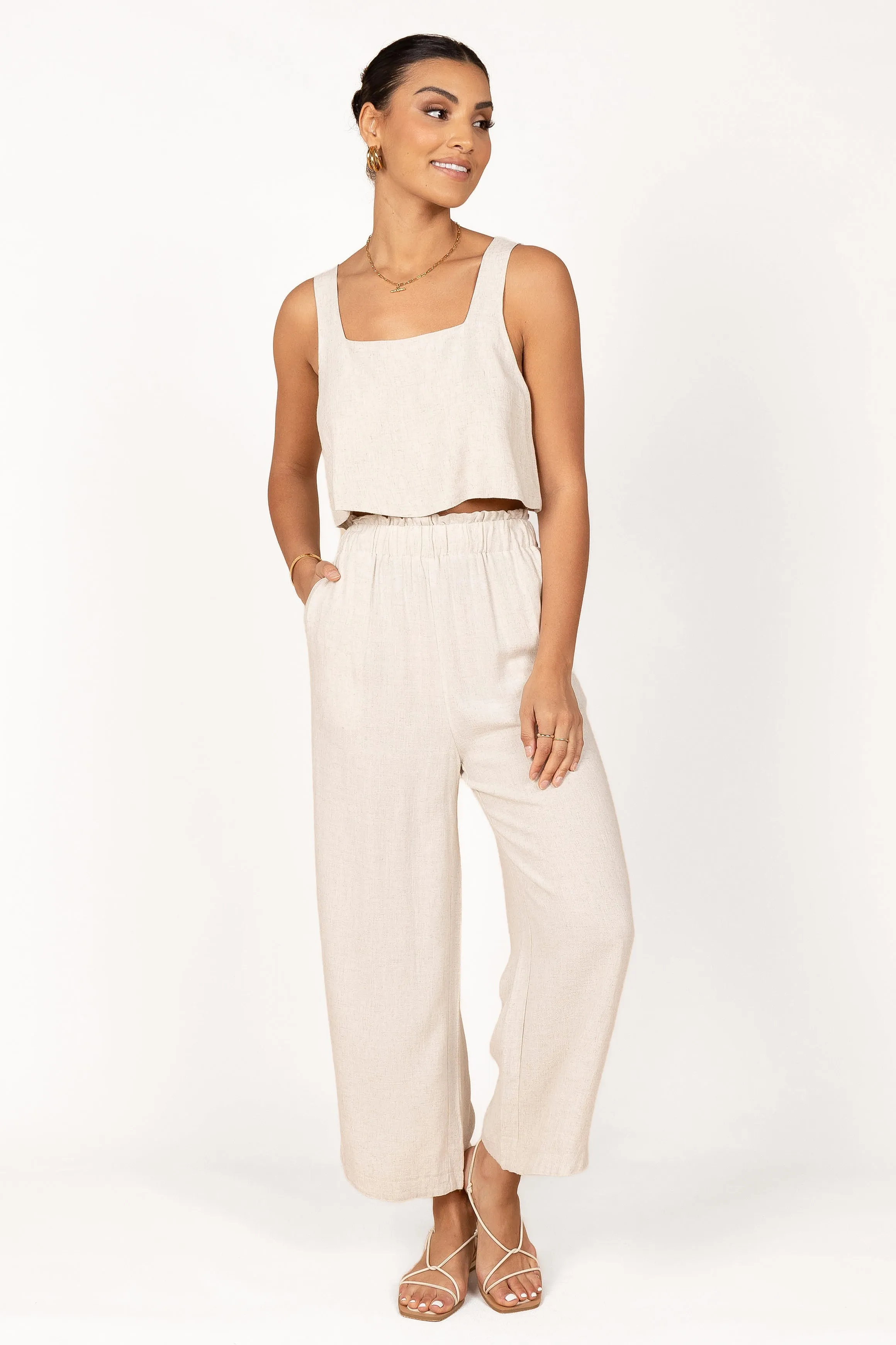 Eleanor High Waisted Pants - Beige