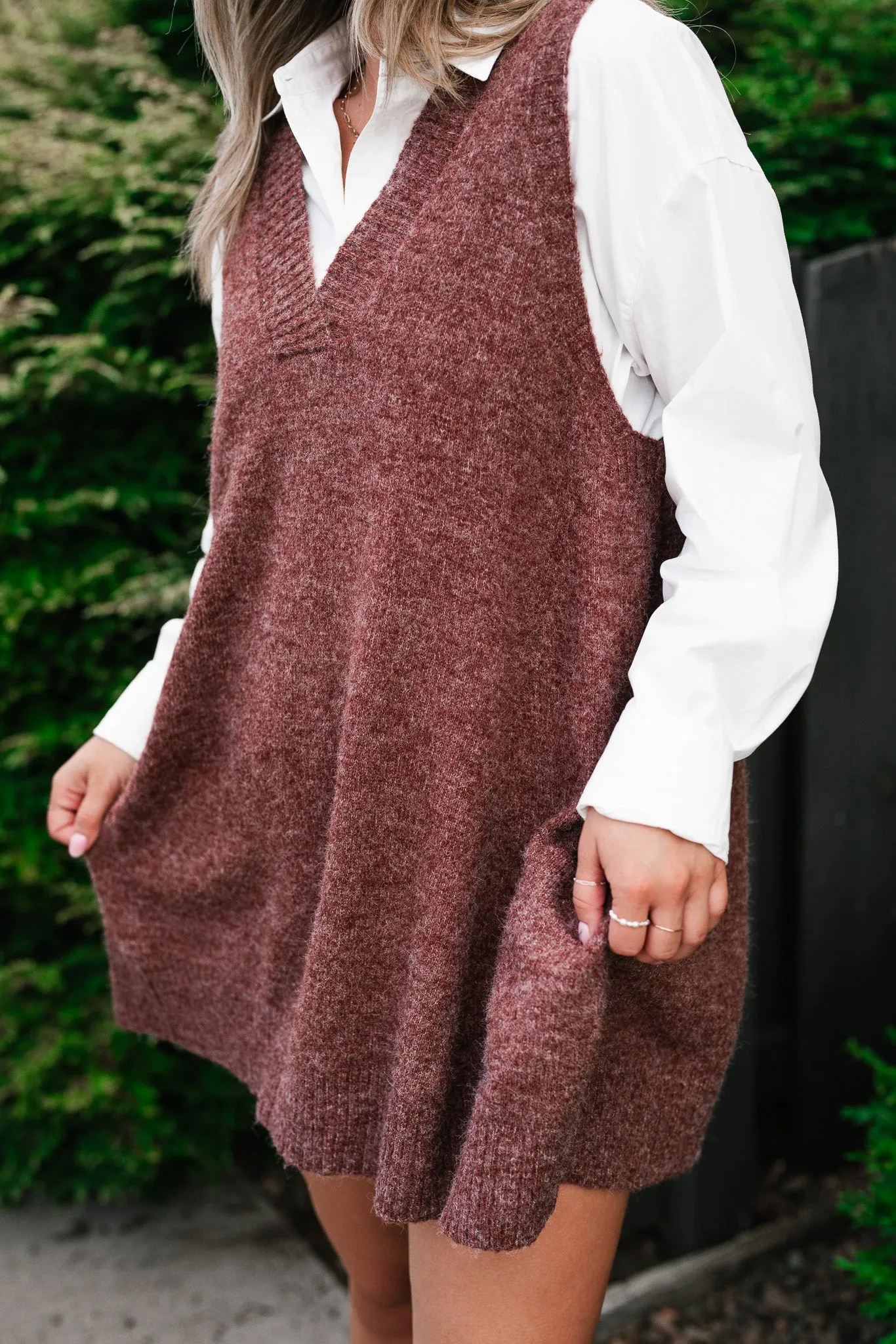 Eliza Sweater Vest Tunic Top - Brick