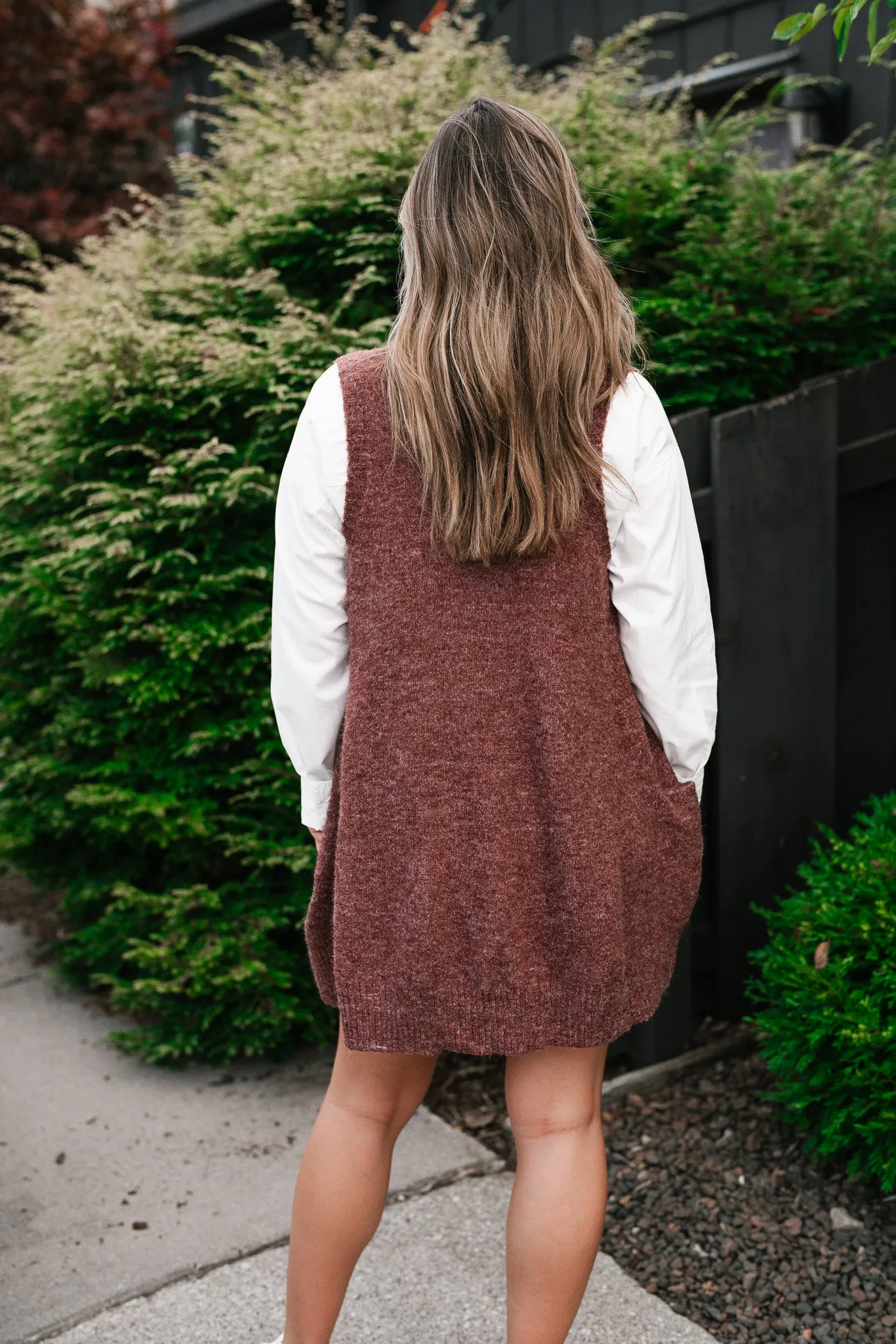 Eliza Sweater Vest Tunic Top - Brick