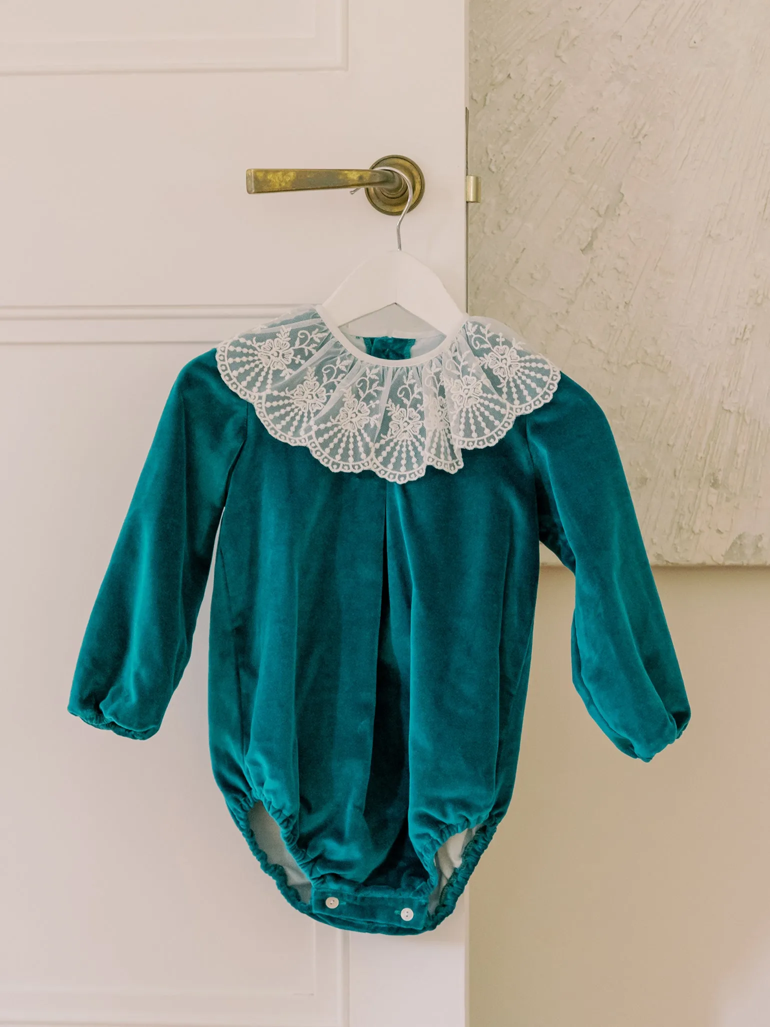 Emerald Lucia Velvet Baby Girl Romper