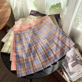 Essential High Waisted Pleated Plaid Skirts