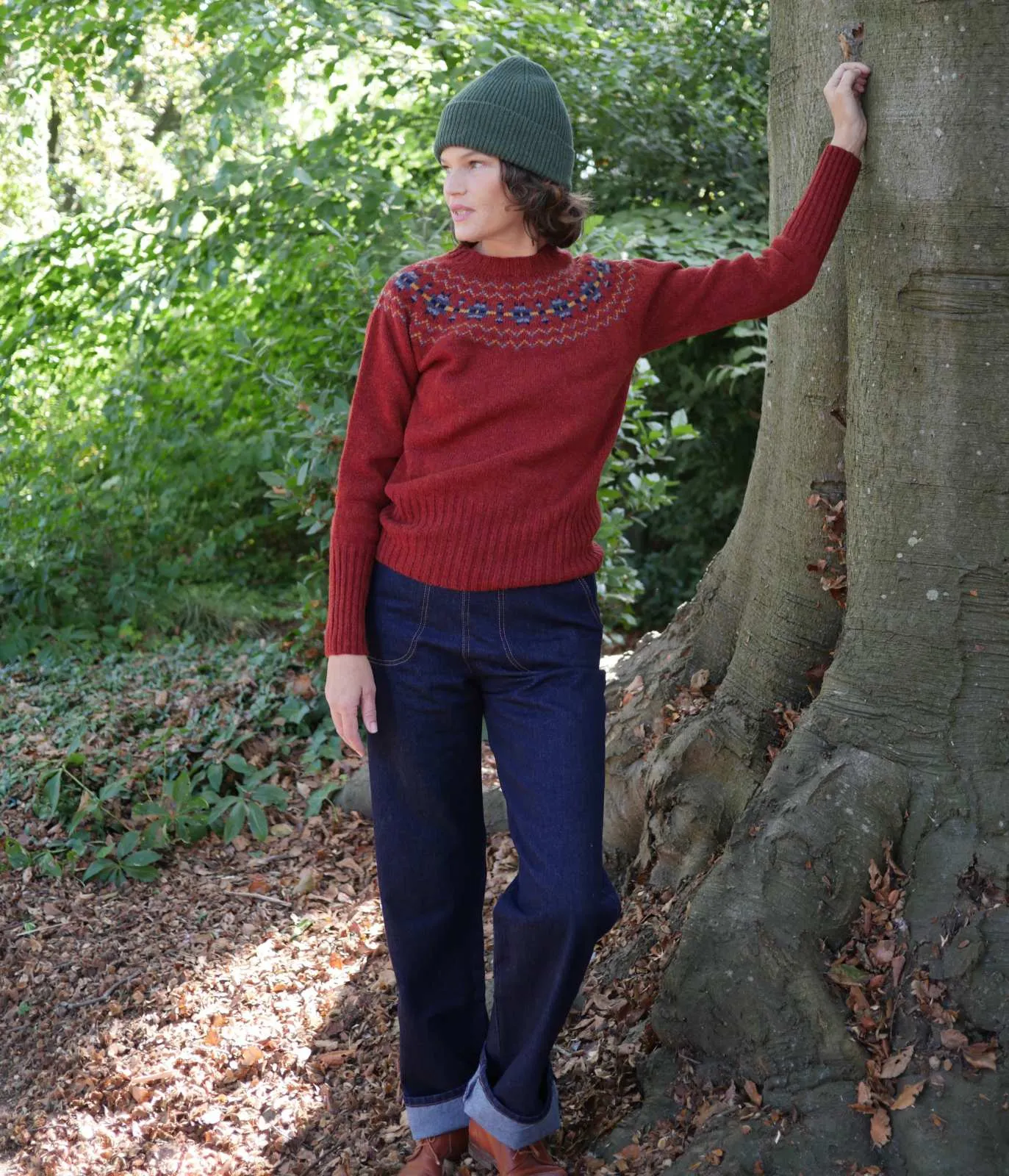 Fair Isle Crew Neck Jumper - Autumn Berry