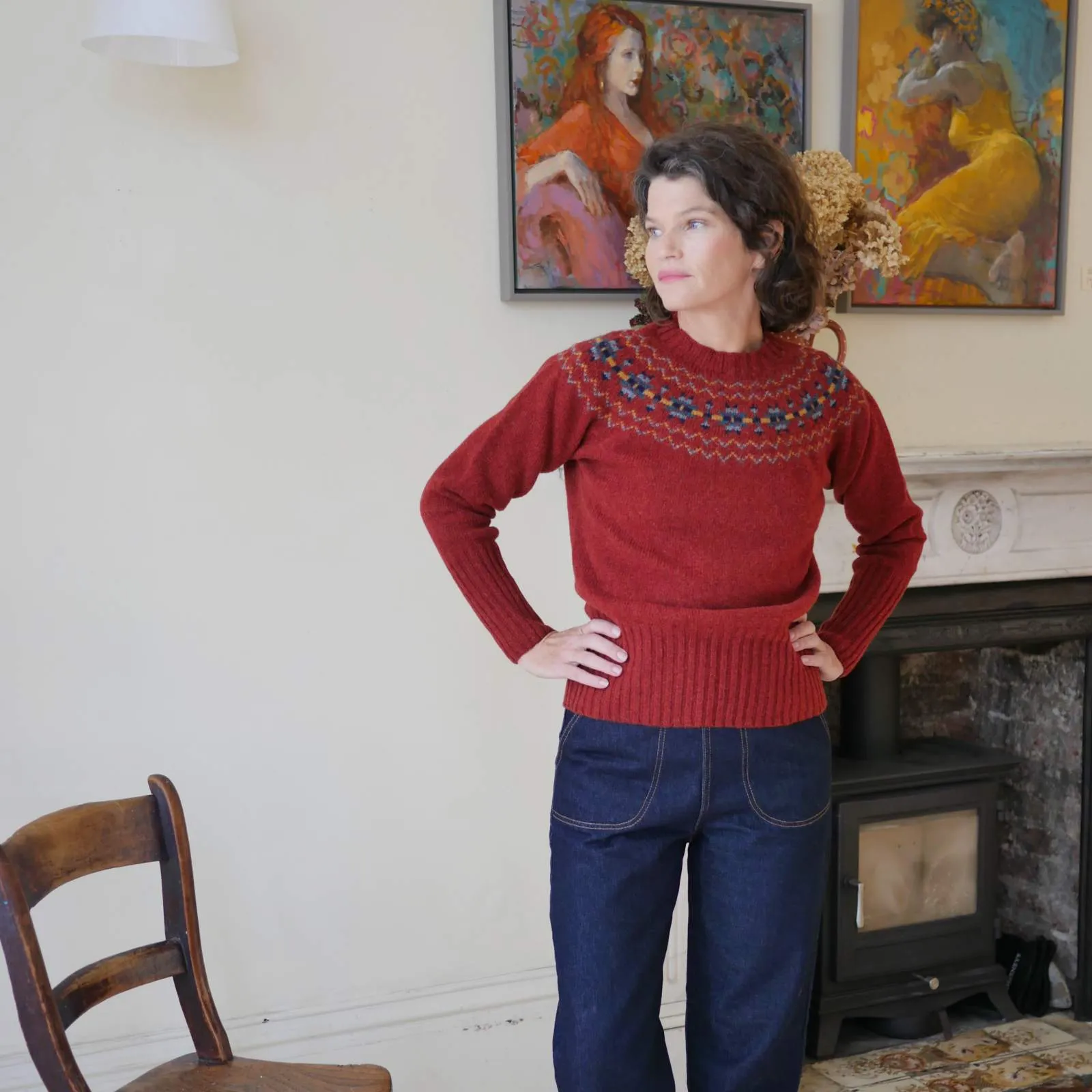 Fair Isle Crew Neck Jumper - Autumn Berry